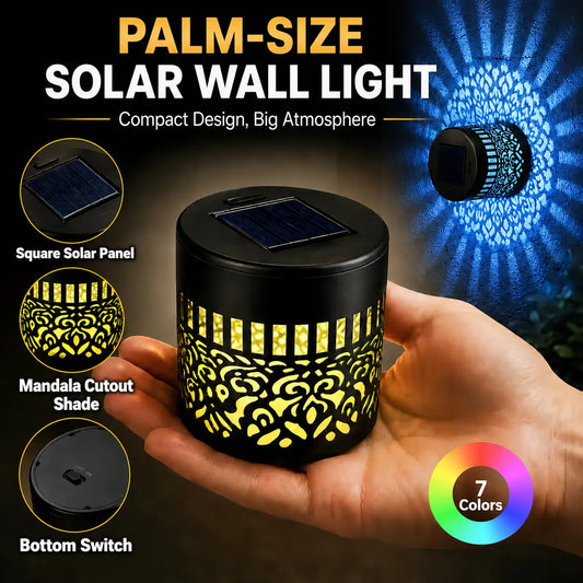 Solar Mandala Outdoor Wall Lights - Waterproof Color-Changing Solar Fence Lights for Garden and Patio Decor