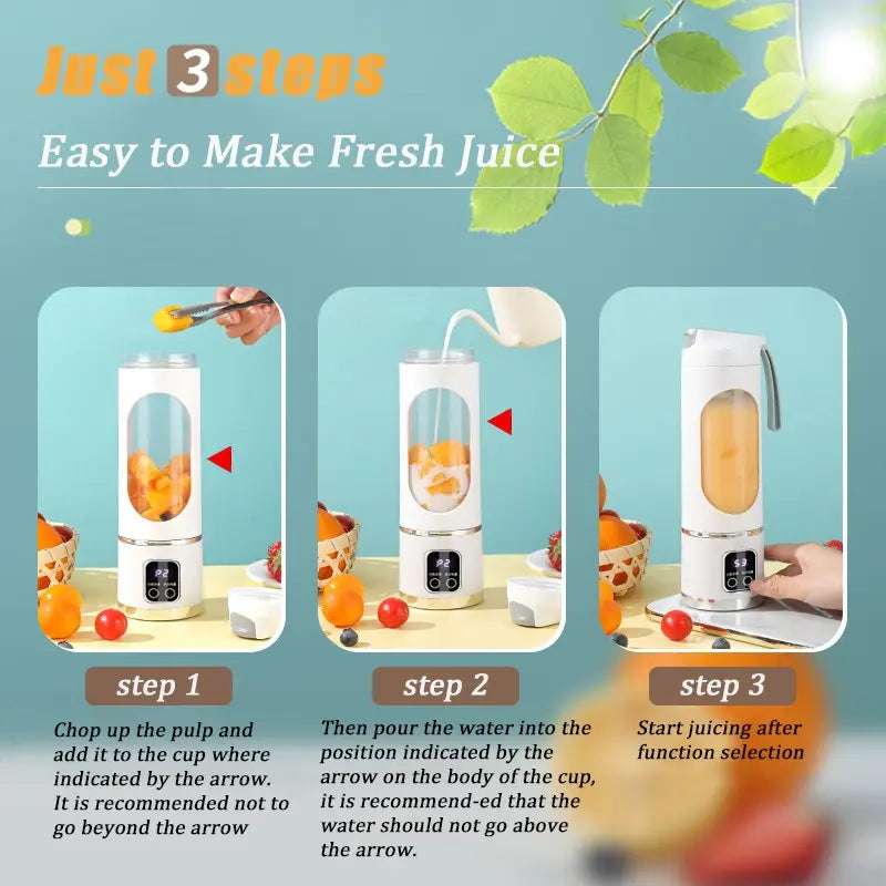 USB Rechargeable Portable Blender and Juicer for Smoothies, Fruits, and Vegetables – Ideal for Home and Outdoor Use