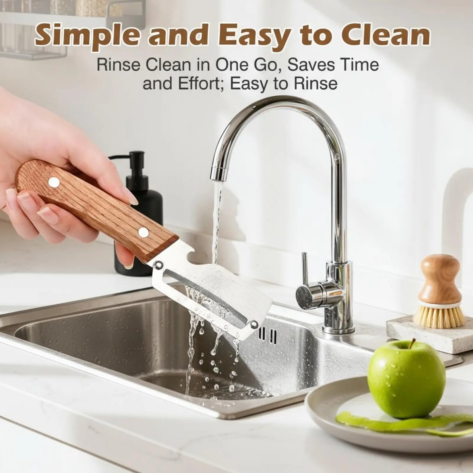 Premium Fruit and Vegetable Peeler with Sharp Stainless Steel Blade, Ergonomic Wooden Handle, and Integrated Bottle Opener – Perfect for Everyday Kitchen Use