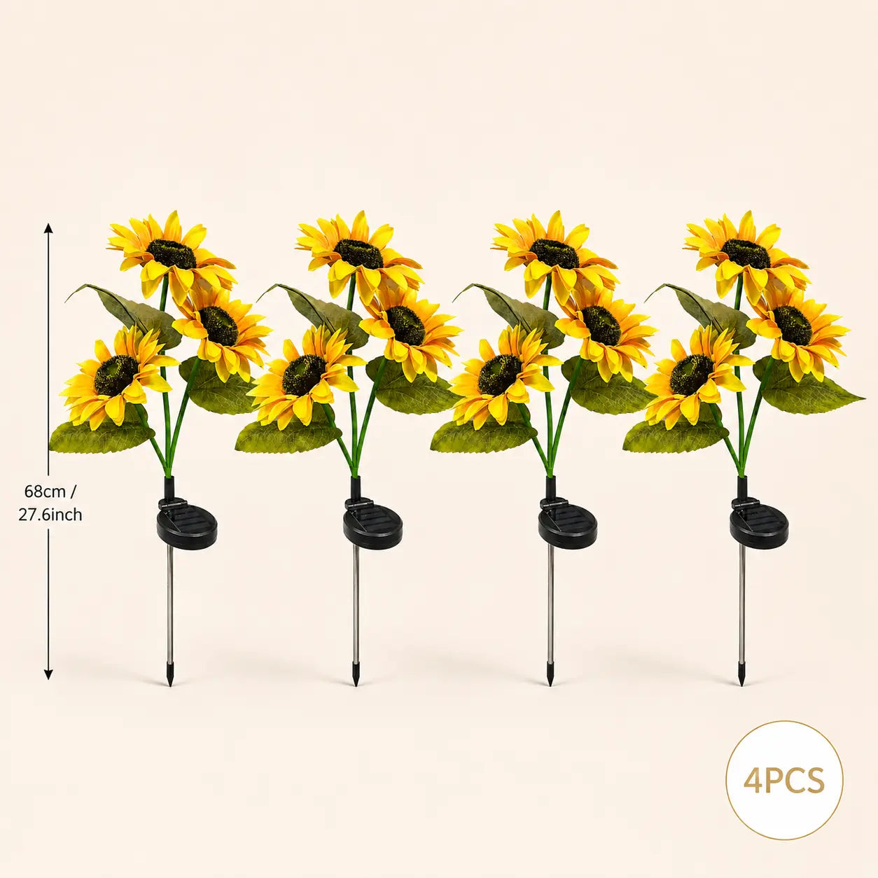 Solar Powered LED Sunflower Garden Lights - Set of 2/4/6 Pieces, Realistic Outdoor Illumination for Yard, Lawn, Patio, and Porch, IP65 Waterproof, Energy Efficient, Durable Plastic with All-Weather Protection