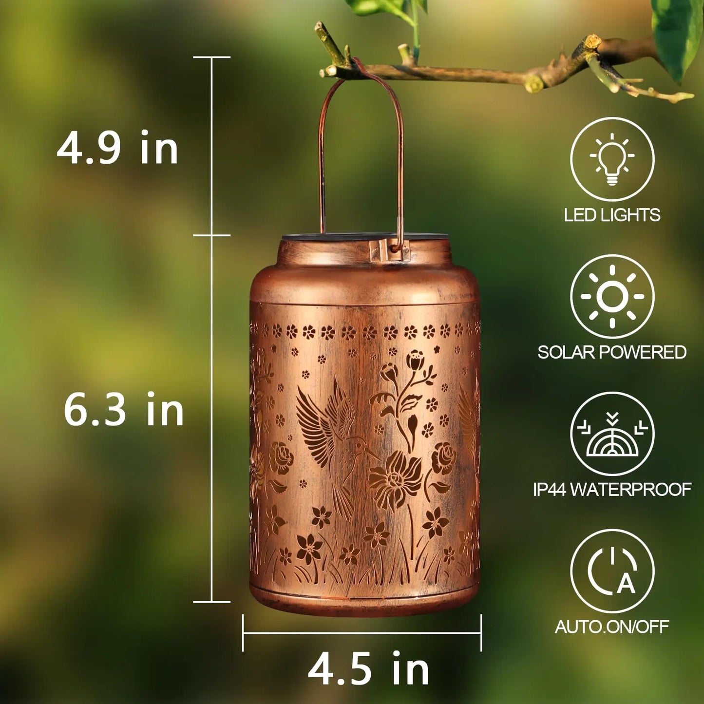 Waterproof Solar Lanterns - Hummingbird Garden Decorations for Women, Moms, and Grandmothers - Elegant Hanging Metal Solar Lights for Outdoor Spaces, Yards, Patios, and Tabletops