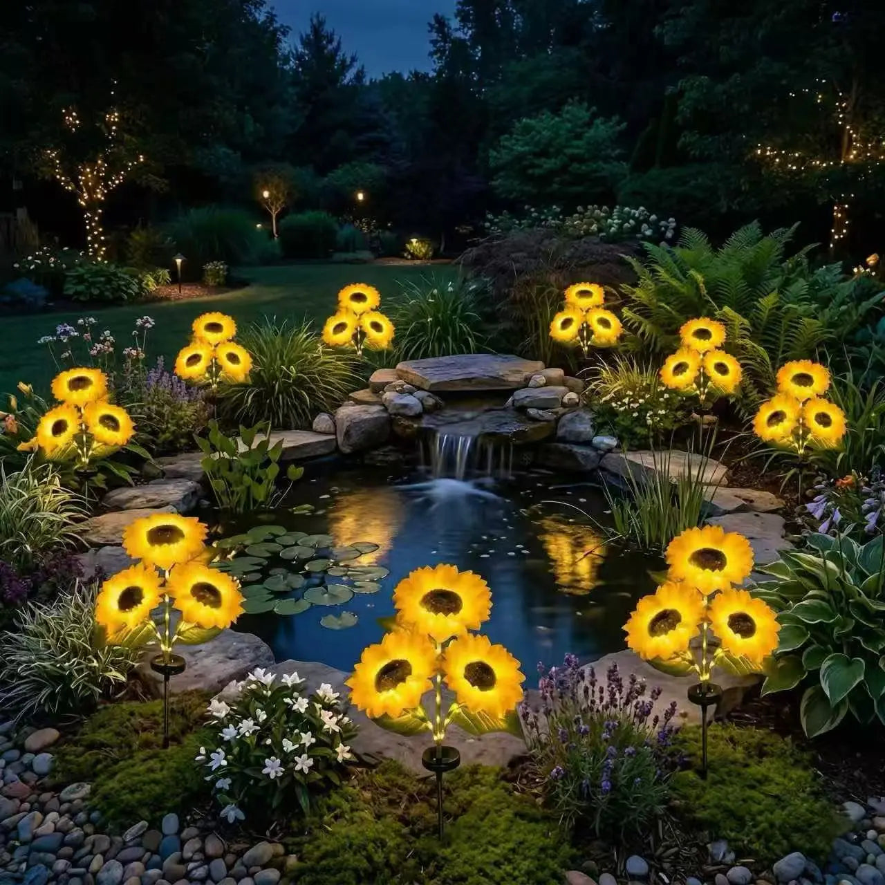 Solar Powered LED Sunflower Garden Lights - Set of 2/4/6 Pieces, Realistic Outdoor Illumination for Yard, Lawn, Patio, and Porch, IP65 Waterproof, Energy Efficient, Durable Plastic with All-Weather Protection