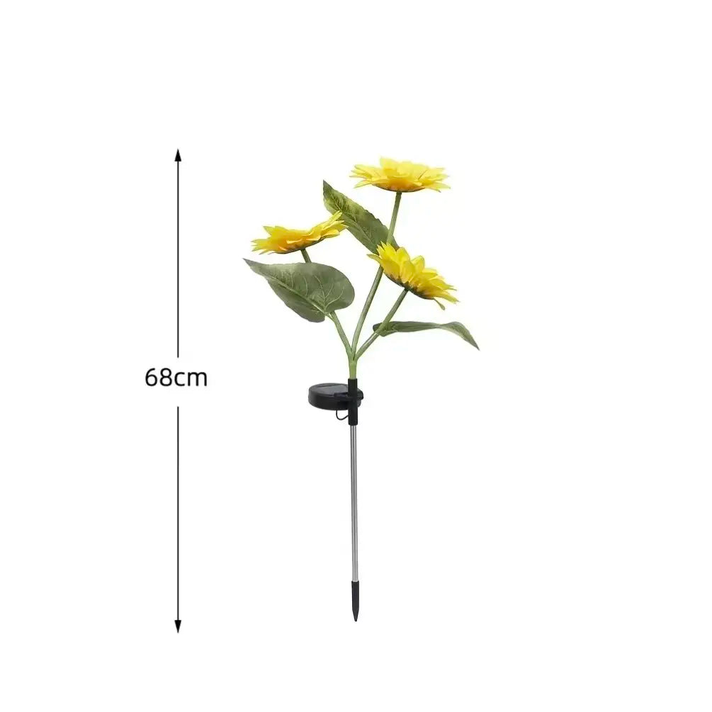 Solar Powered LED Sunflower Garden Lights - Set of 2/4/6 Pieces, Realistic Outdoor Illumination for Yard, Lawn, Patio, and Porch, IP65 Waterproof, Energy Efficient, Durable Plastic with All-Weather Protection