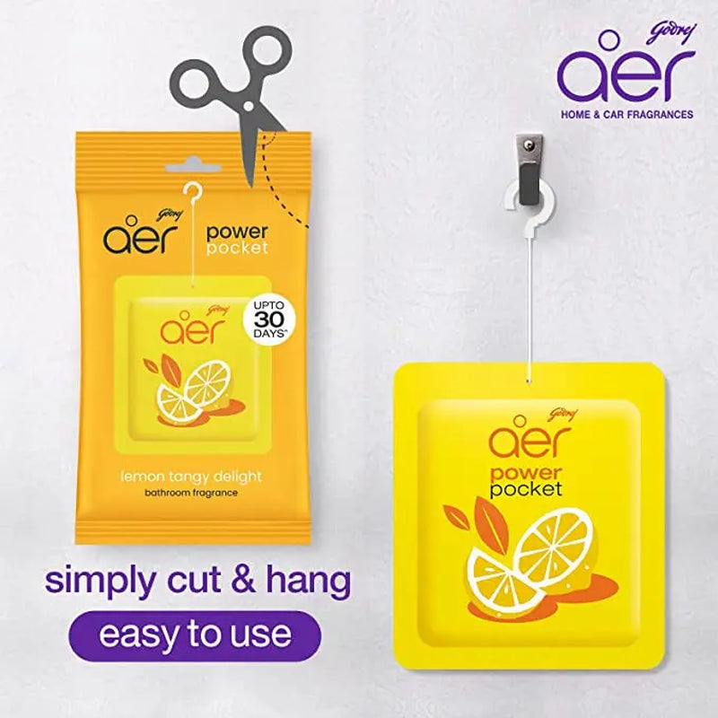 Godrej Aer Power Pocket Hanging Air Freshener, Assorted Pack of 5, Scented Variety [Lemon, Rose, Fresh, Berry, Lavender]
