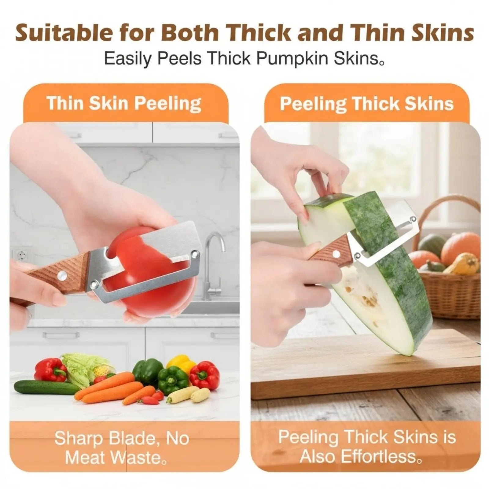 Premium Fruit and Vegetable Peeler with Sharp Stainless Steel Blade, Ergonomic Wooden Handle, and Integrated Bottle Opener – Perfect for Everyday Kitchen Use