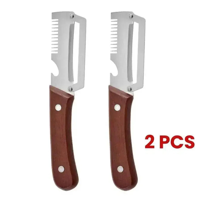 Premium Fruit and Vegetable Peeler with Sharp Stainless Steel Blade, Ergonomic Wooden Handle, and Integrated Bottle Opener – Perfect for Everyday Kitchen Use