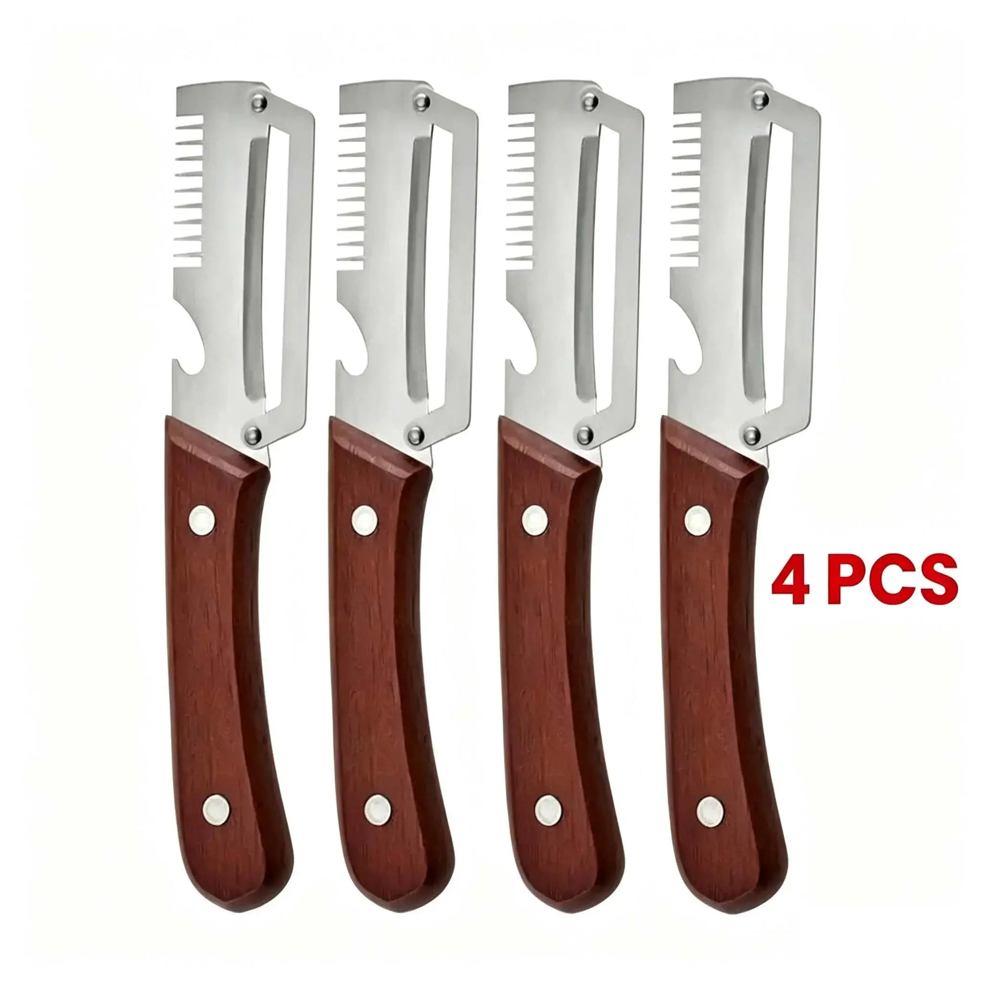 Premium Fruit and Vegetable Peeler with Sharp Stainless Steel Blade, Ergonomic Wooden Handle, and Integrated Bottle Opener – Perfect for Everyday Kitchen Use