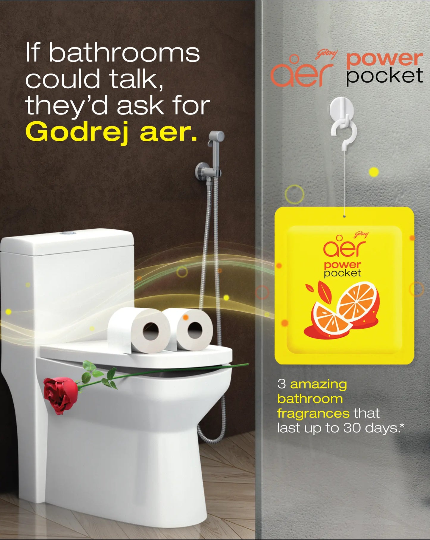 Godrej Aer Power Pocket Hanging Air Freshener, Assorted Pack of 5, Scented Variety [Lemon, Rose, Fresh, Berry, Lavender]