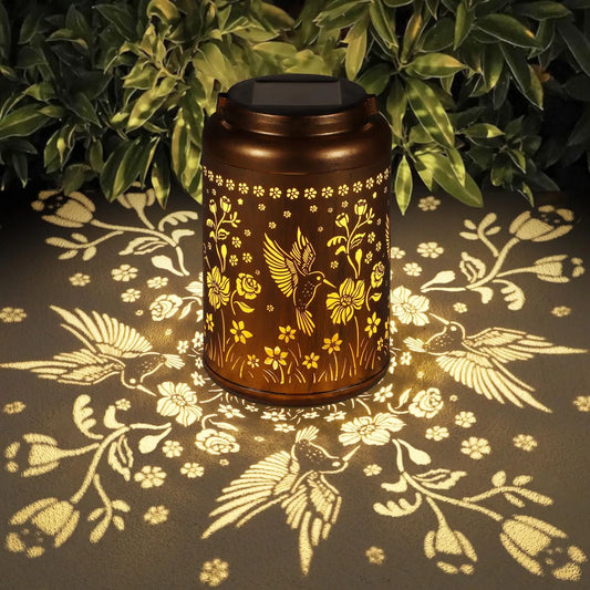 Waterproof Solar Lanterns - Hummingbird Garden Decorations for Women, Moms, and Grandmothers - Elegant Hanging Metal Solar Lights for Outdoor Spaces, Yards, Patios, and Tabletops