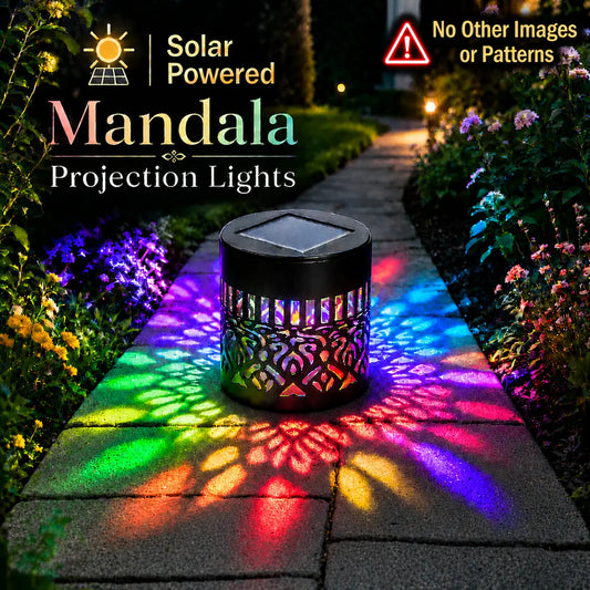 Solar Mandala Outdoor Wall Lights - Waterproof Color-Changing Solar Fence Lights for Garden and Patio Decor