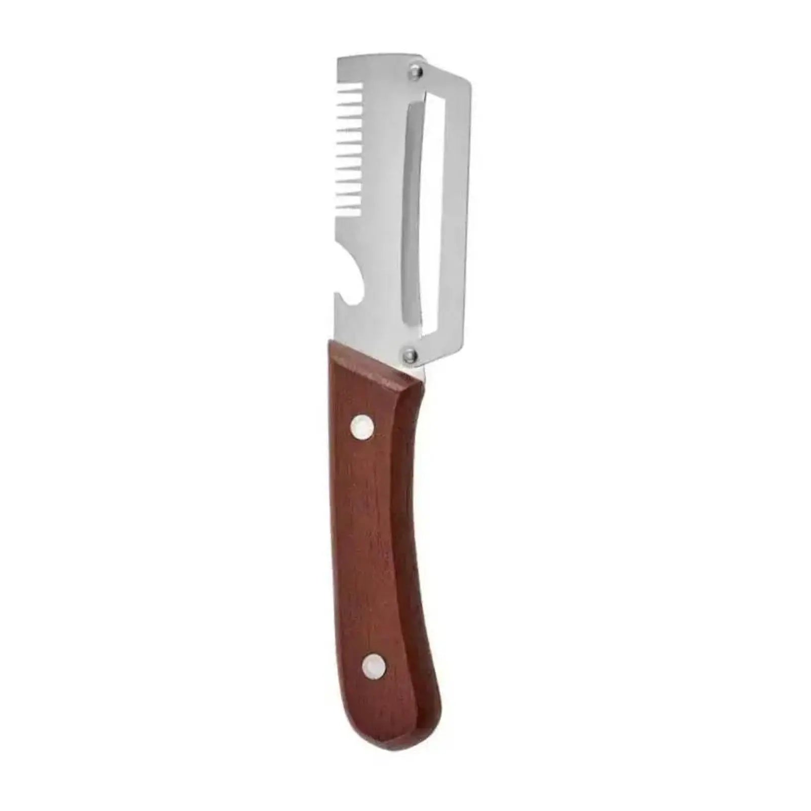 Premium Fruit and Vegetable Peeler with Sharp Stainless Steel Blade, Ergonomic Wooden Handle, and Integrated Bottle Opener – Perfect for Everyday Kitchen Use